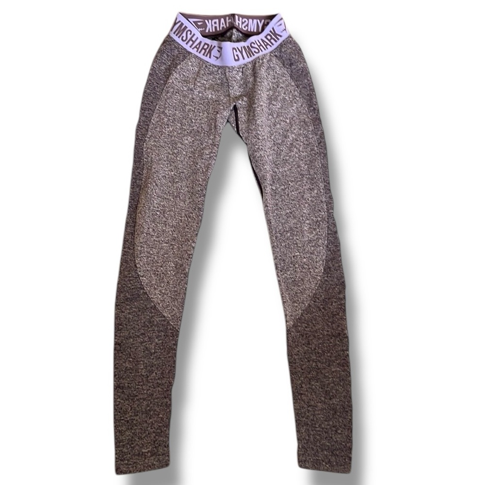 Gymshark Women's Seamless Leggings XS (0-2) Marl Gray Logo Waistband Gym Yoga